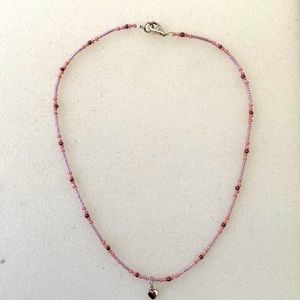 Hand crafted Beaded necklace with sterling silver heart